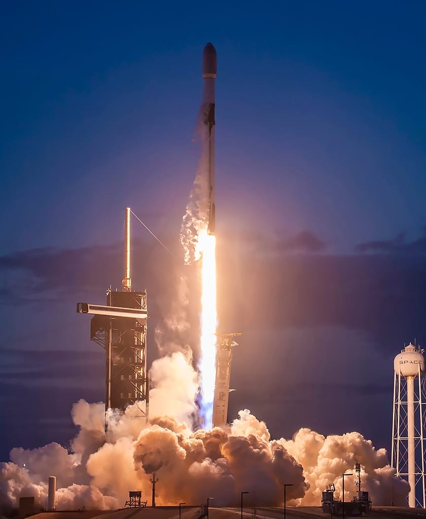 Falcon 9 lifting off from Launch Complex 39A carrying two satellites for SES. ©SpaceX