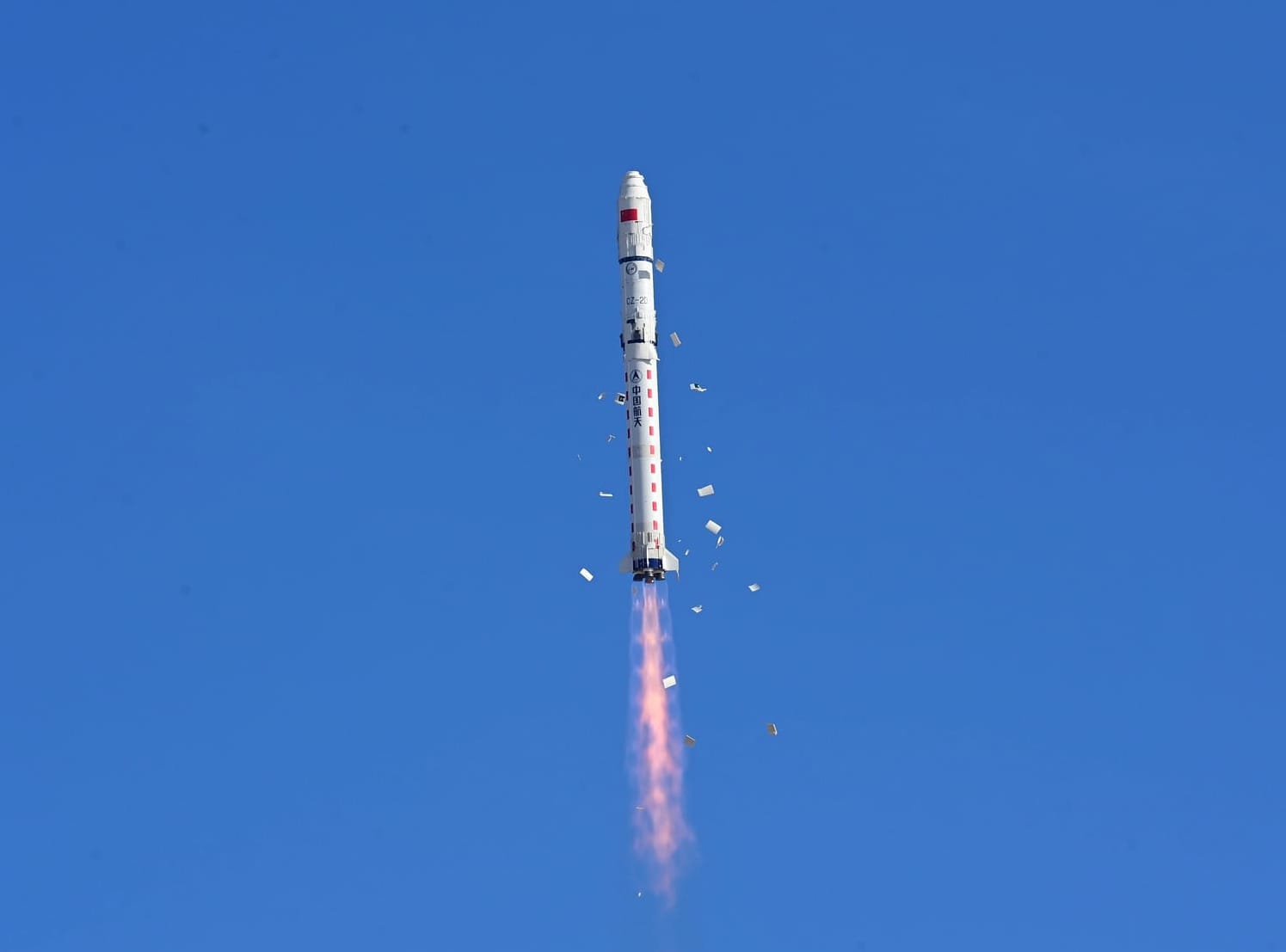 The Long March 2D Y101 vehicle during first-stage flight.