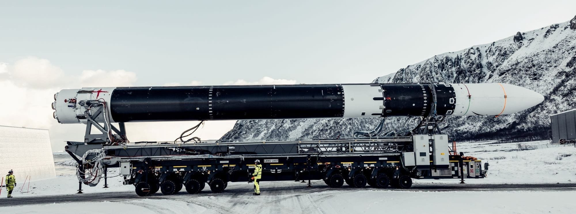 The Spectrum launch vehicle being transported to its launch pad at the Andøya Spaceport. ©Isar Aerospace