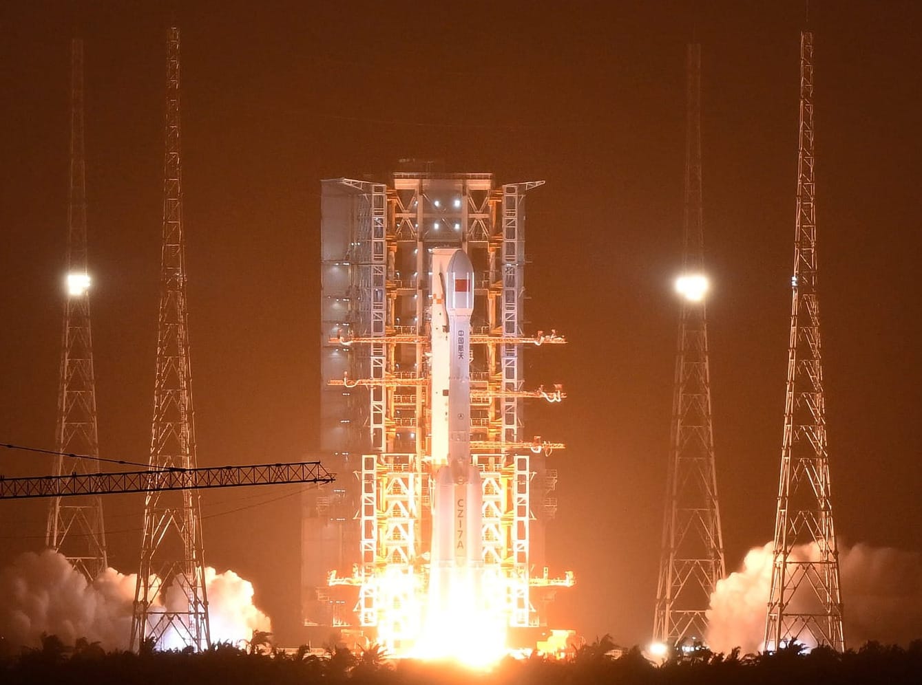 The Long March 7A Y11 vehicle lifting off from Launch Complex 201.