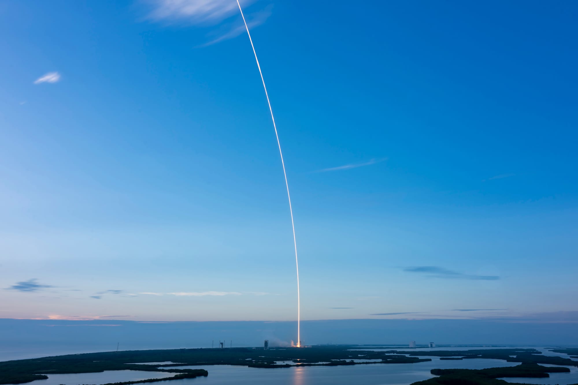 A long exposure photo of Falcon 9 for the Starlink Group 10-56 mission. ยฉSpaceX