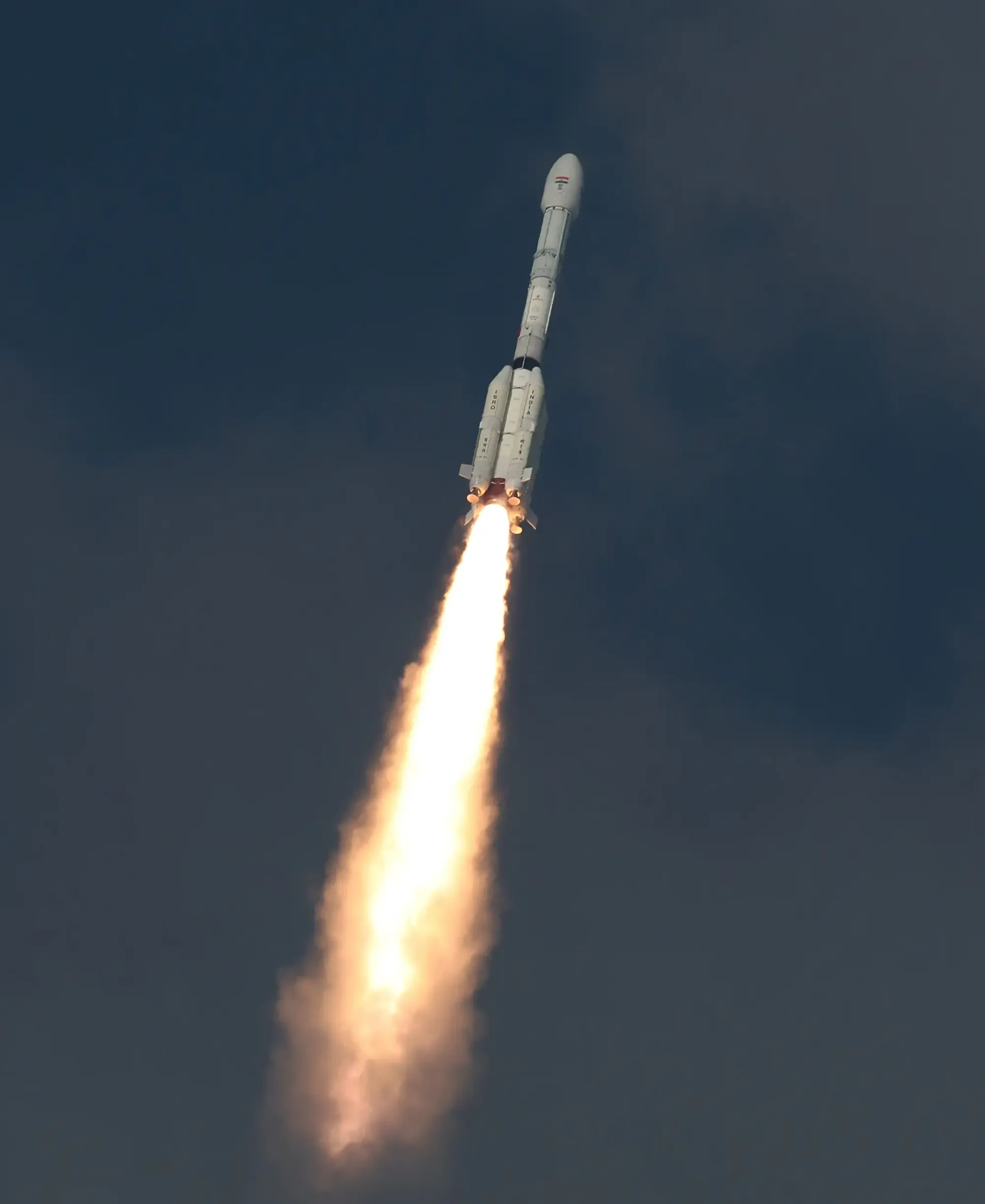 GSLV Mk-II during first-stage flight carrying the NISAR spacecraft. ©ISRO