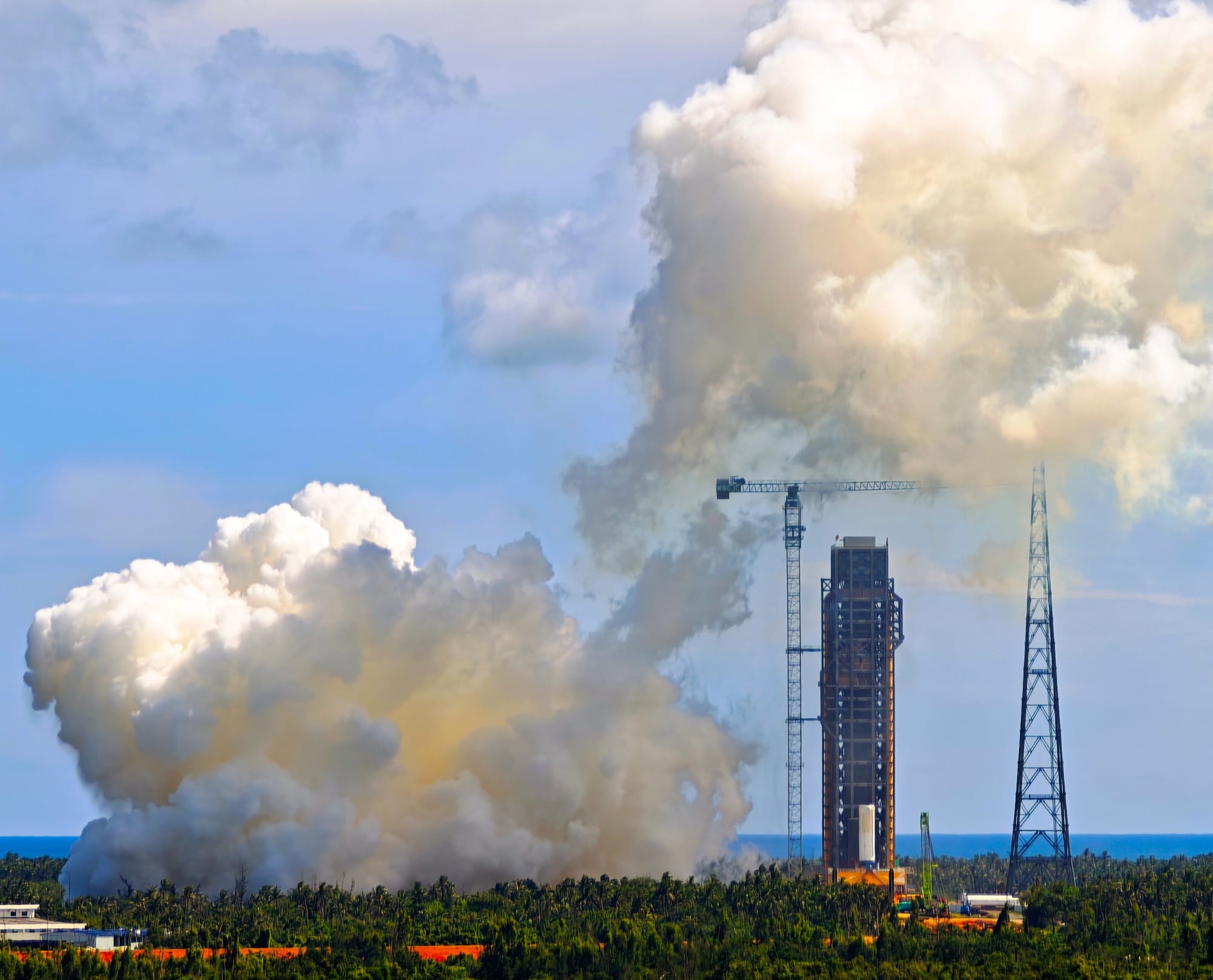 The Long March 10 series static fire article firing for the second time at Launch Complex 301.