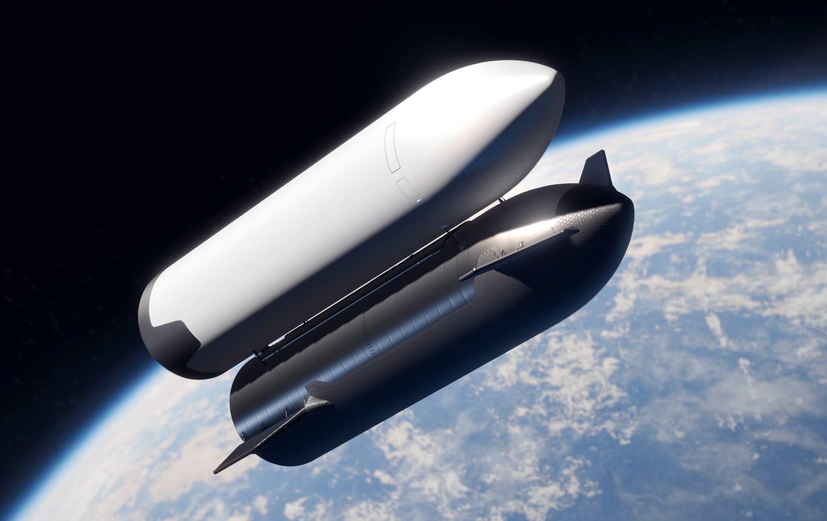 Starship docked to a Starship-derived depot to refill its propellant ahead of the arrival of Starship HLS in orbit. ยฉSpaceX