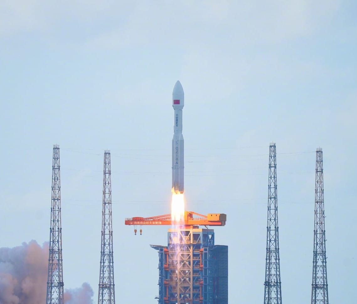 The Long March 8A Y4 vehicle lifting off from the Wenchang Commercial Space Launch Site.