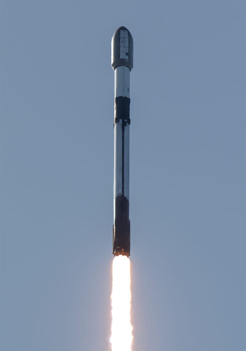 Falcon 9 during first-stage flight from Space Launch Complex 4E for the Starlink Group 17-19 mission on January 29th. ยฉSpaceX