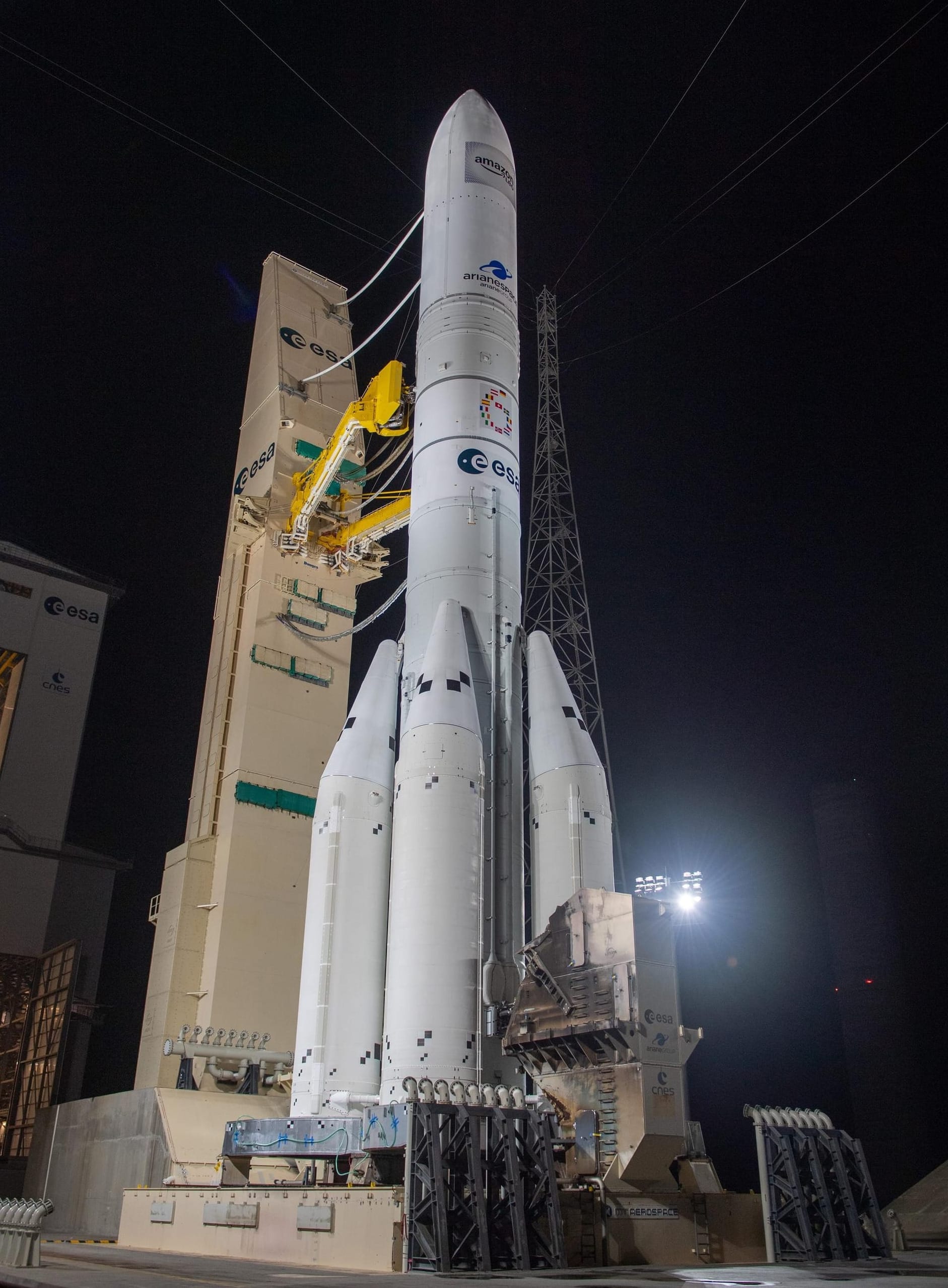 Ariane 6 prepared for flight with four boosters at the Guiana Space Centre in February 2026. ยฉArianespace/Centre national d'รฉtudes spatiales