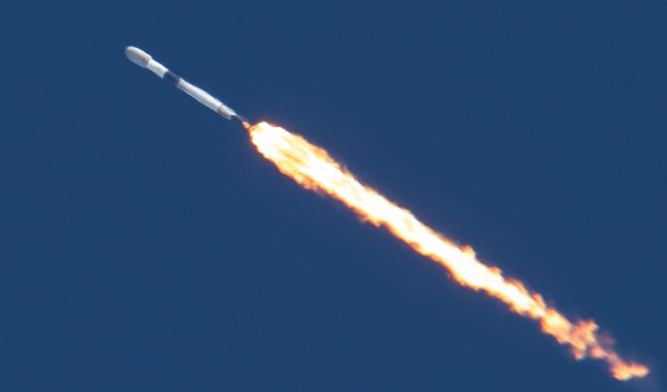 Falcon 9 during first-stage flight for the Starlink Group 17-41 mission on May 30th 2026. ยฉSpaceX