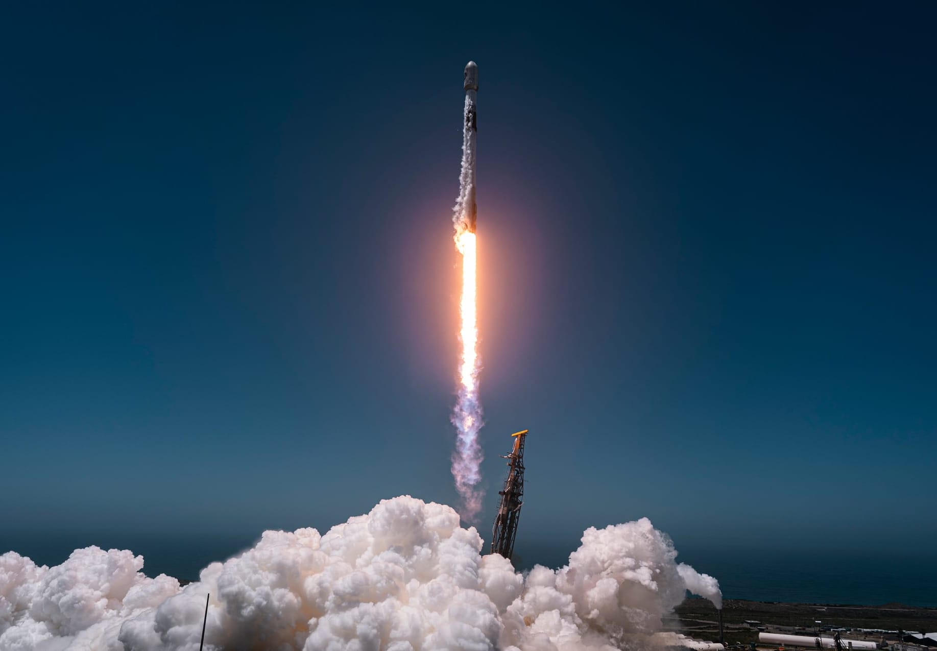 Falcon 9 lifting off from Space Launch Complex 4E for a Tranche-1 deployment on July 16th 2026. ยฉSpaceX
