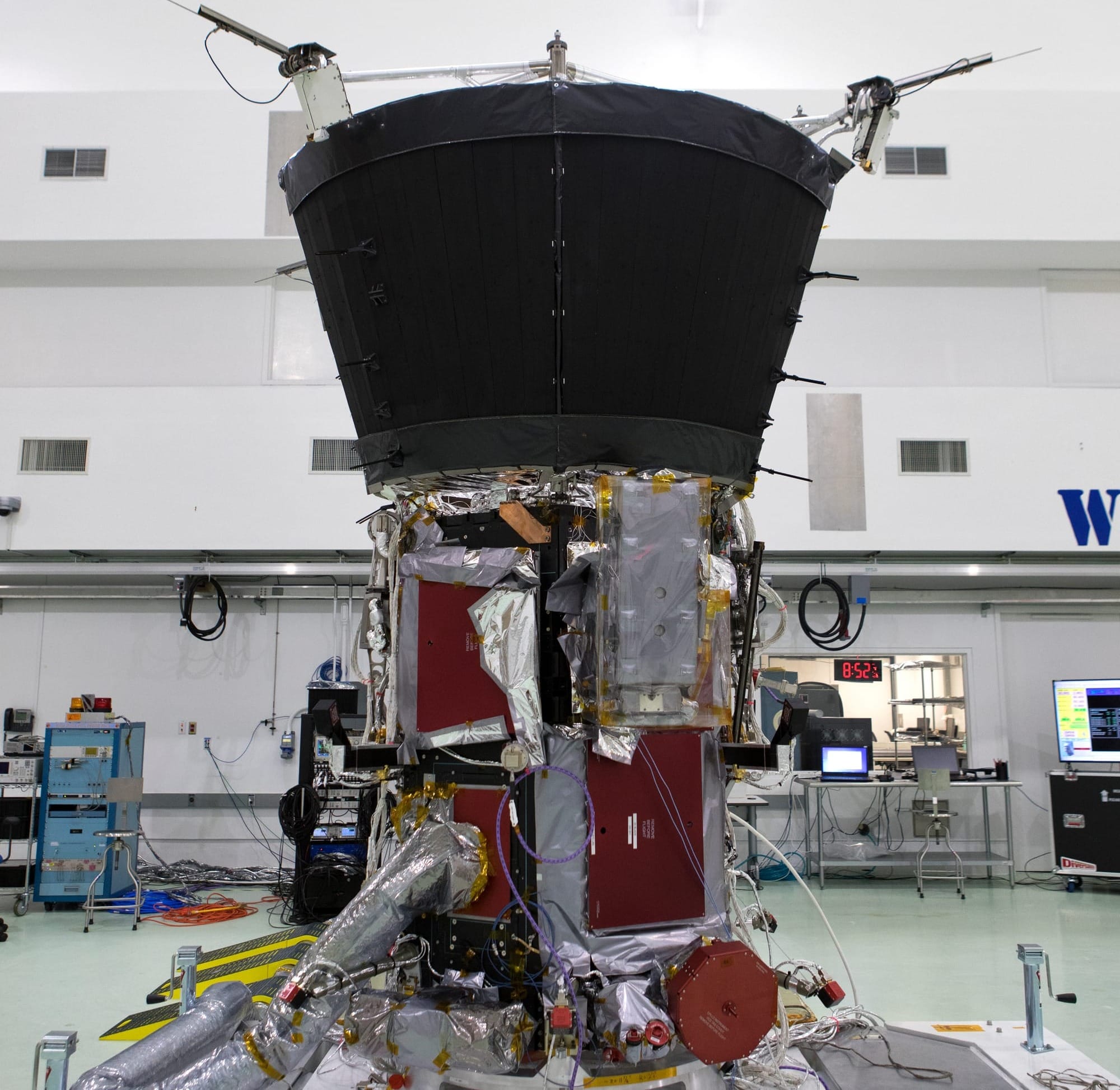 Antennas on the Parker solar probe undergo testing. ยฉNASA/Kim Shiflett