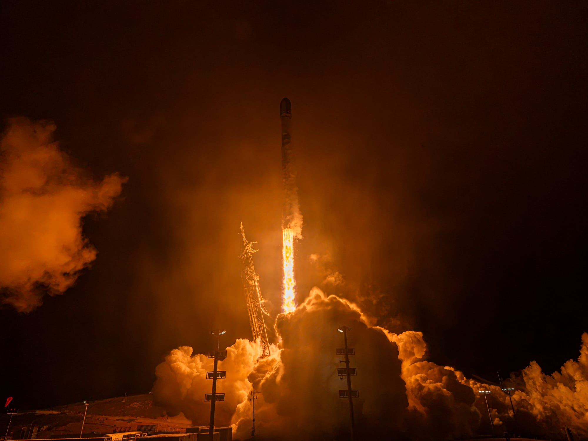 Falcon 9 lifting off from Space Launch Complex 4E for the Starlink Group 17-49 mission on August 12th 2026. ยฉSpaceX