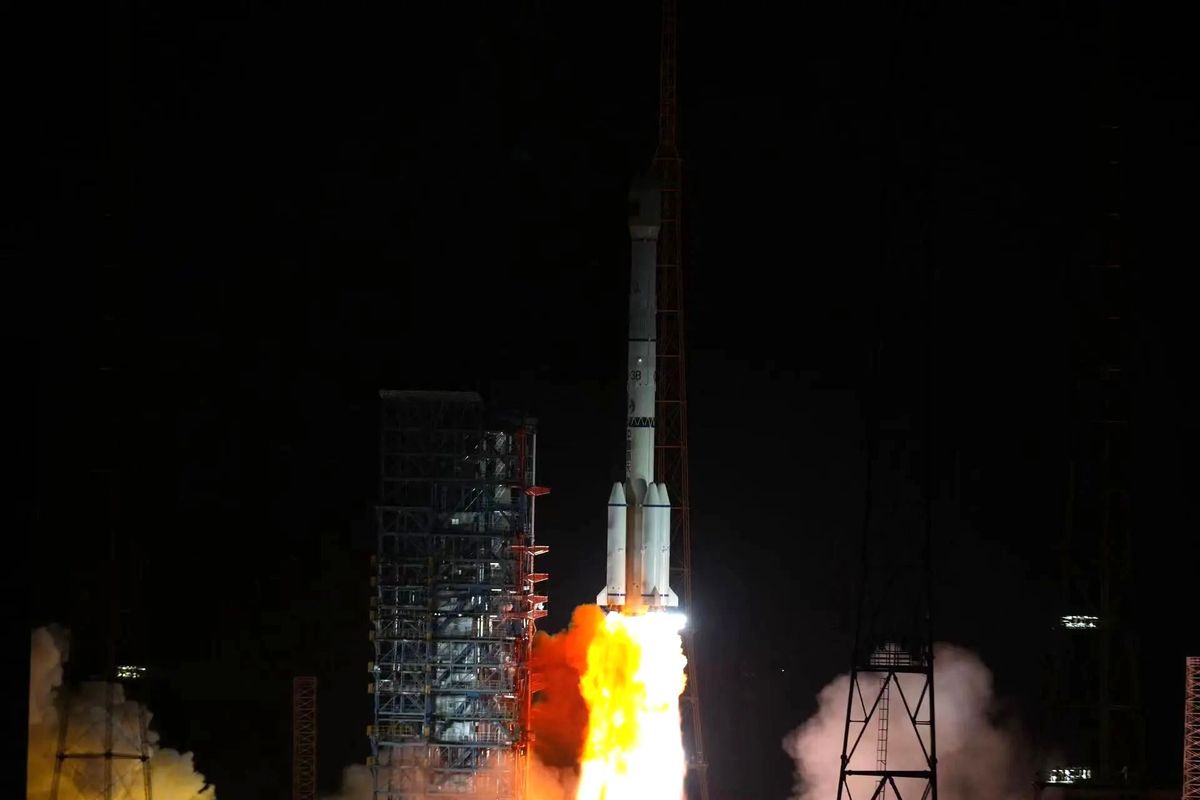 The Long March 3B/E lifting off from Xichang Satellite Launch Center.