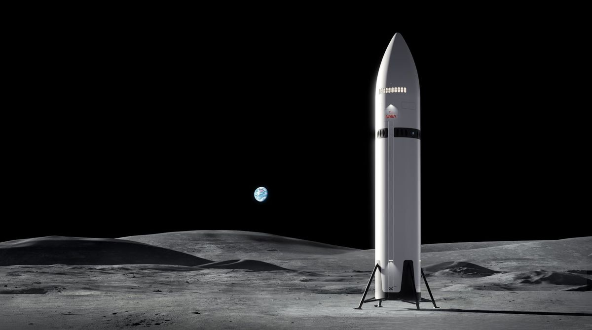 A render of SpaceX HLS on the lunar surface. ©SpaceX
