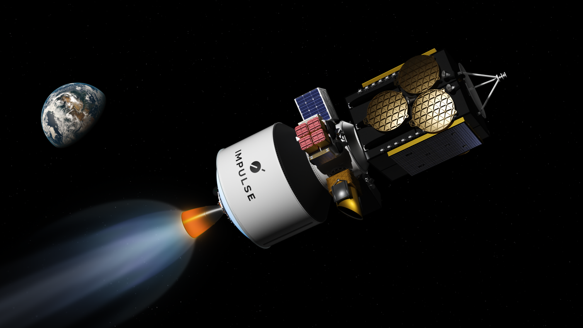 A render of Helios propelling various satellites. ©Impulse Space