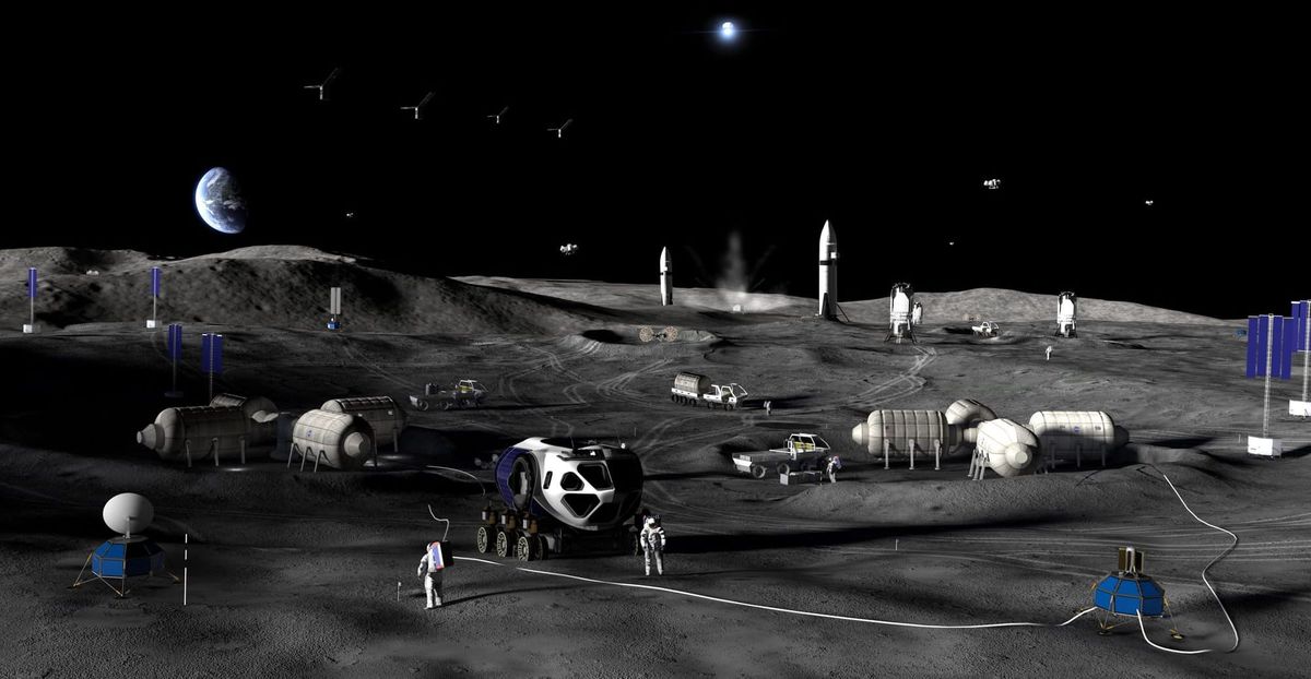 A render of what a U.S. Moon base may look like in the 2030s. ©NASA