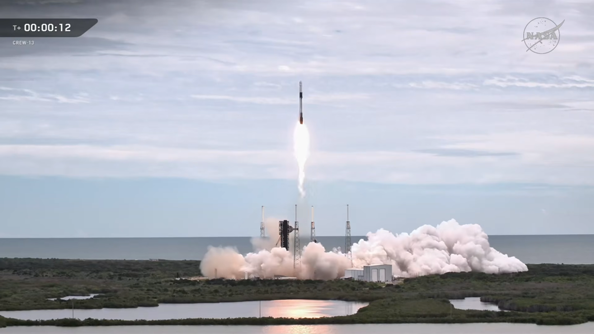 Falcon 9 lifting off from Space Launch Complex 40 for the Crew-13 mission on October 1st 2026. ©SpaceX/NASA
