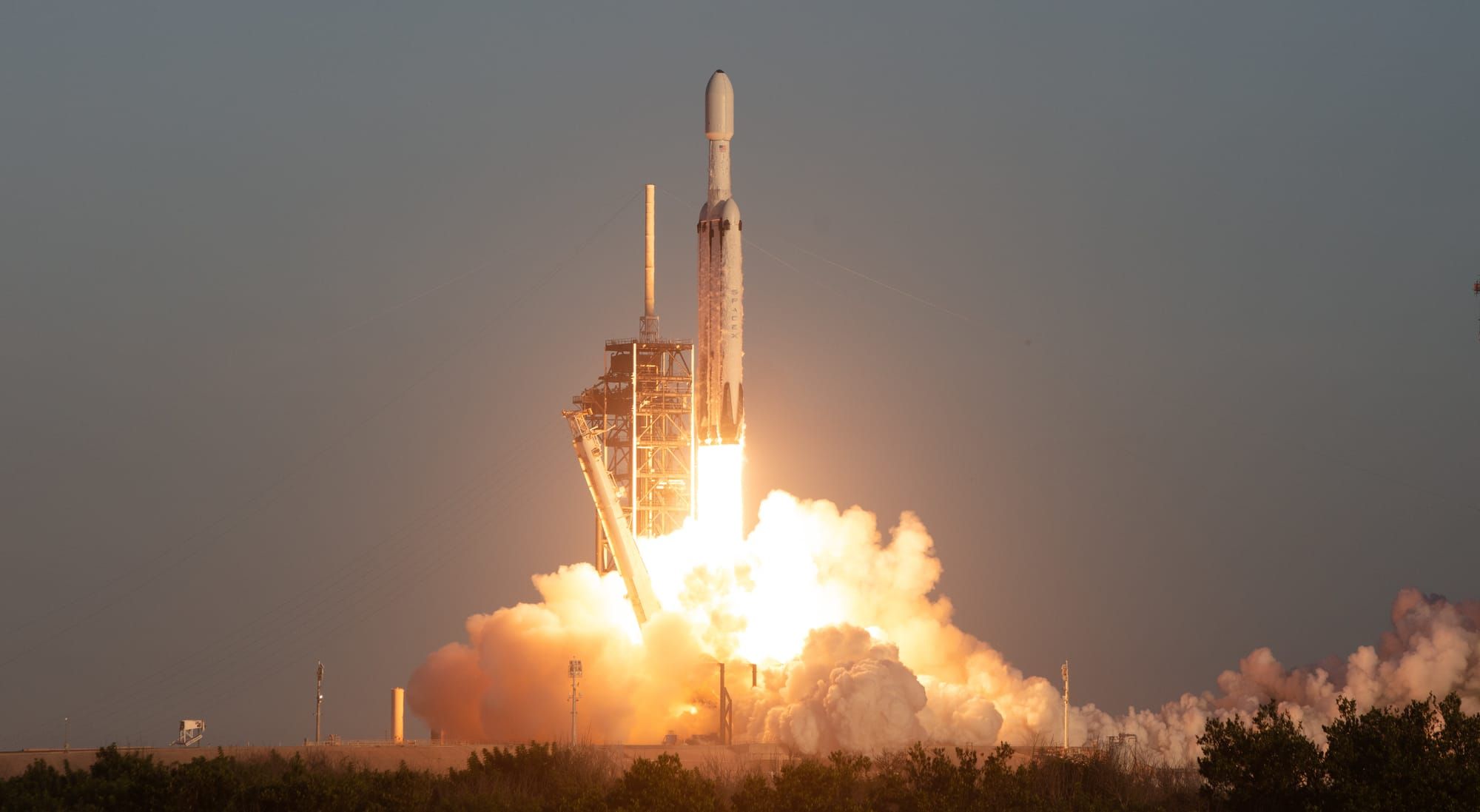 Falcon Heavy lifting off from Launch Complex 39A with the Nancy Grace Roman Space Telescope on August 30th 2026. ©Joel Kowsky/NASA