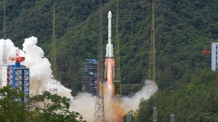 The Long March 3B/E Y97 vehicle lifting off from the Xichang Satellite Launch Center.