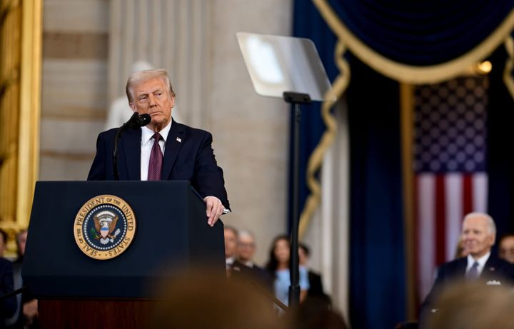 President Donald Trump delivering his inagural address.