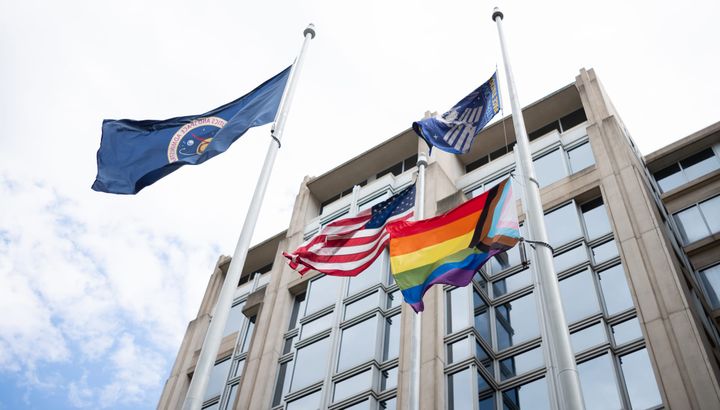 The Progress Pride Flag flies outside of NASA Headquarters in 2022. ©NASA
