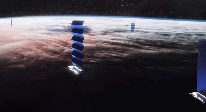 Starlink satellites deploying their solar panels. ©SpaceX