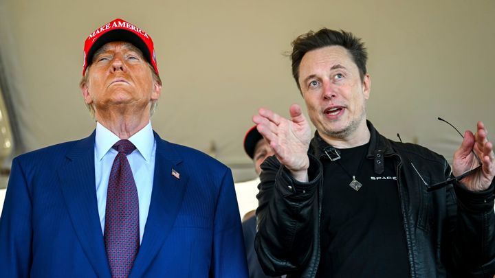 Donald Trump and Elon Musk watch Starship's sixth test flight in November 2024.