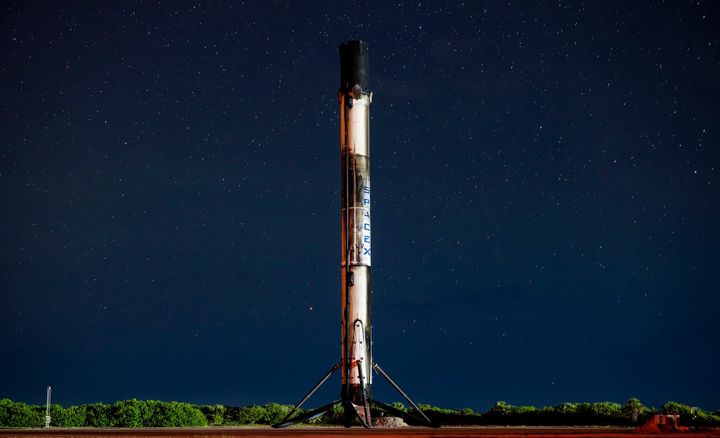 Booster B1092 stood at Landing Zone 2 after supporting USSF-36. ©SpaceX