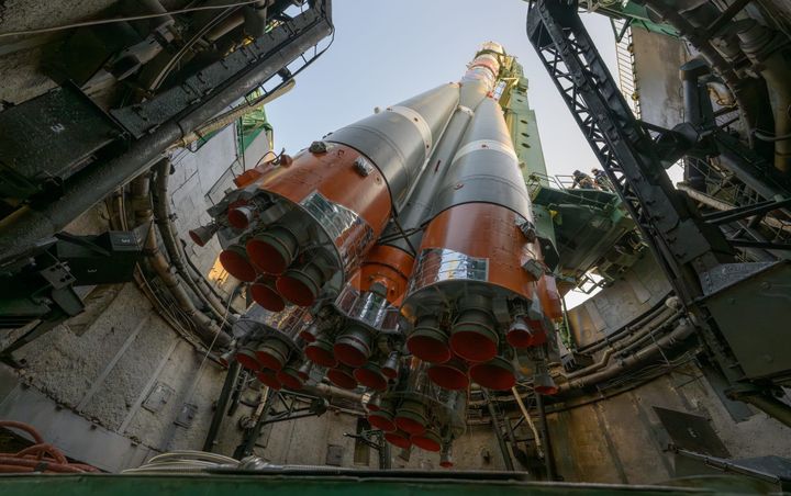 A Soyuz 2.1a rocket being placed onto Site 31 for the MS-28 mission in November 2025. ©Bill Ingalls/NASA