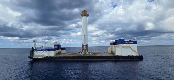 New Glenn first-stage booster 'Never Tell Me The Odds' onboard the drone ship 'Jacklyn'. ©Blue Origin
