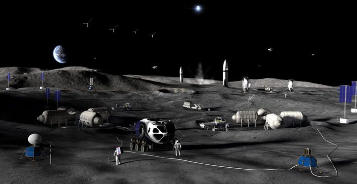 A render of what a U.S. Moon base may look like in the 2030s. ©NASA