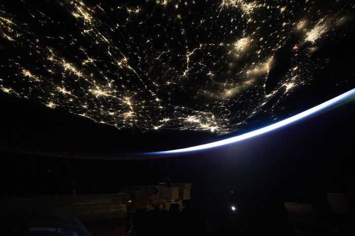 The United States' specifically New York as seen from orbit on the International Space Station