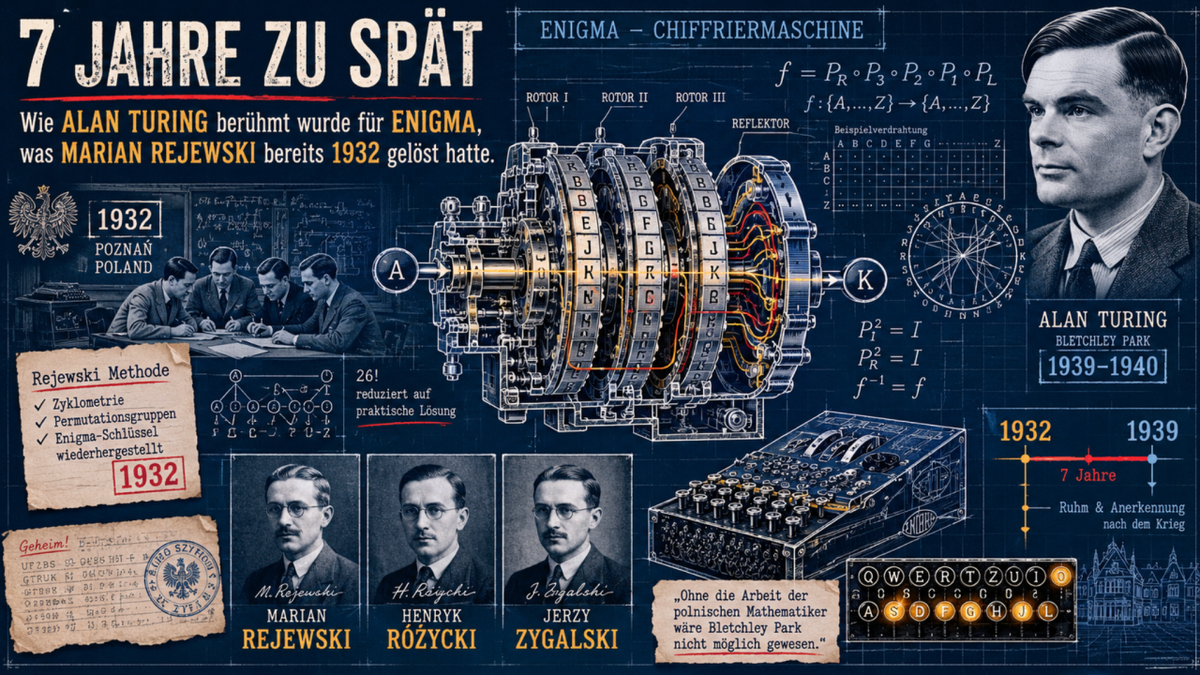 7 Jahre zu spät: Wie Alan Turing berühmt wurde für Enigma, was Marian Rejewski bereits 1932 gelöst hatte,