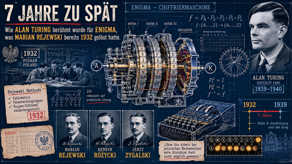 7 Jahre zu spät: Wie Alan Turing berühmt wurde für Enigma, was Marian Rejewski bereits 1932 gelöst hatte,