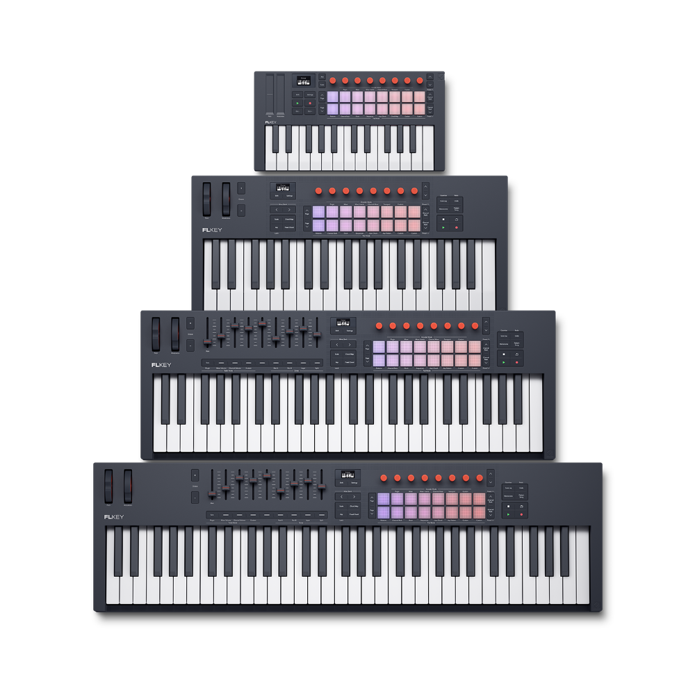 Novation FLkey 2 四種尺寸 Mini 25、37、49、61 大小比較