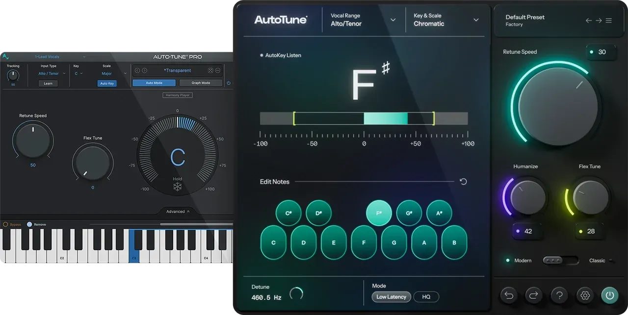 AutoTune Pro 11 與 AutoTune 2026 官方外掛介面對照