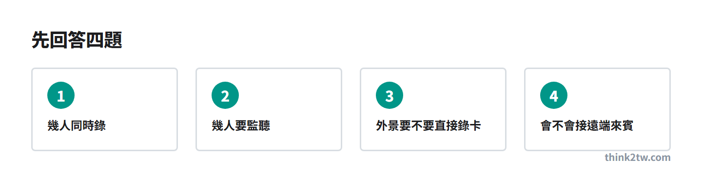Podcast 錄音介面選購先回答四題：幾人同時錄、幾人要監聽、外景要不要直接錄卡、會不會接遠端來賓