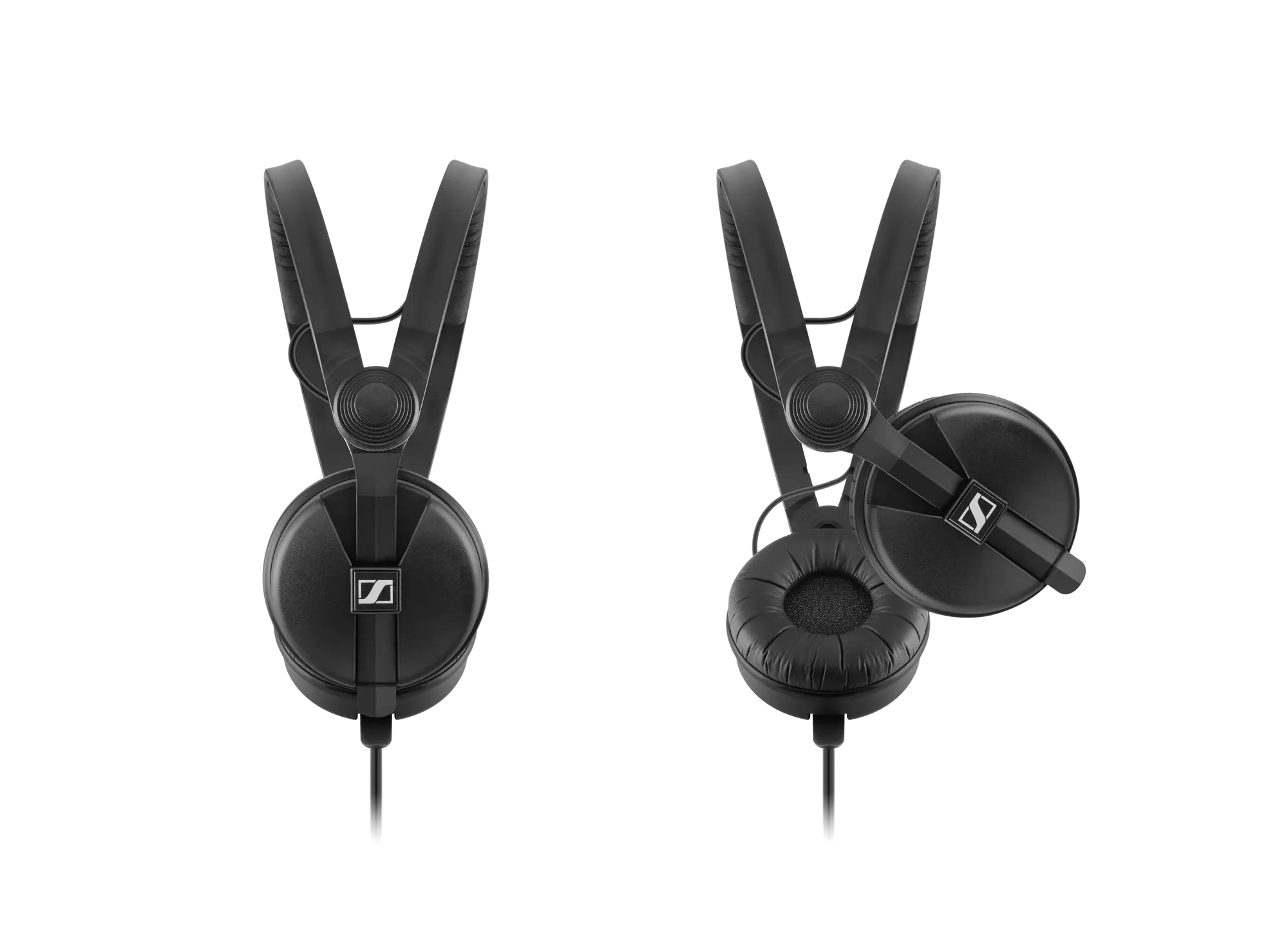 Sennheiser HD 25 正常位置與旋轉耳罩的單耳監聽示意