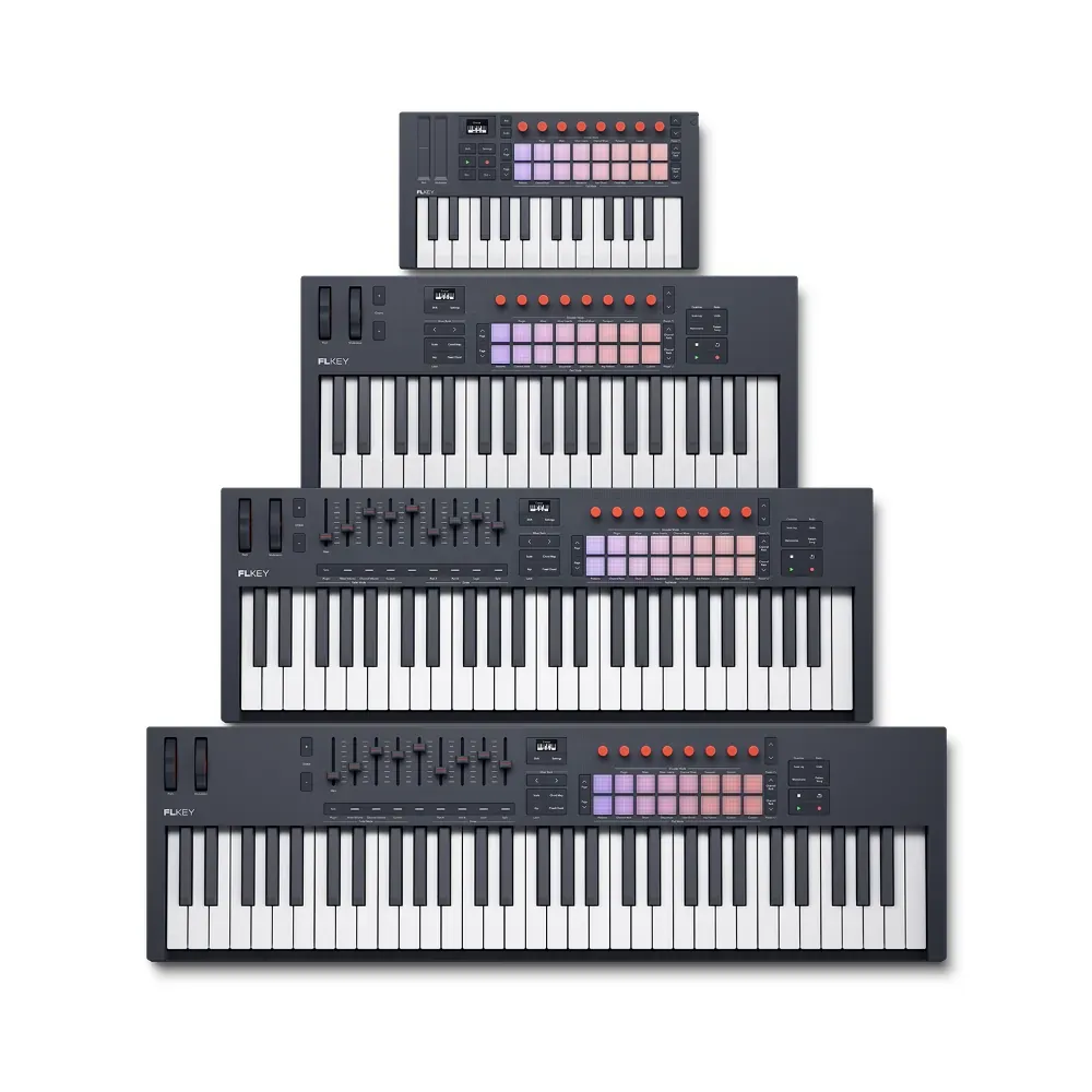 Novation FLkey 2 四種尺寸 Mini 25、37、49、61 大小比較