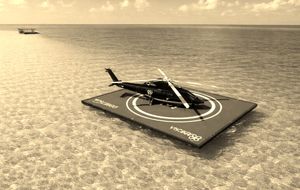 Rosewood Exuma integra el primer helipuerto flotante como parte de su experiencia de llegada