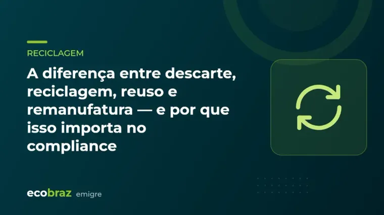 Capa ilustrada: A diferença entre descarte, reciclagem, reuso e remanufatura — e por que isso importa no compliance