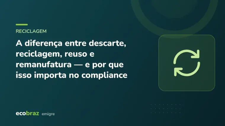 Capa ilustrada: A diferença entre descarte, reciclagem, reuso e remanufatura — e por que isso importa no compliance