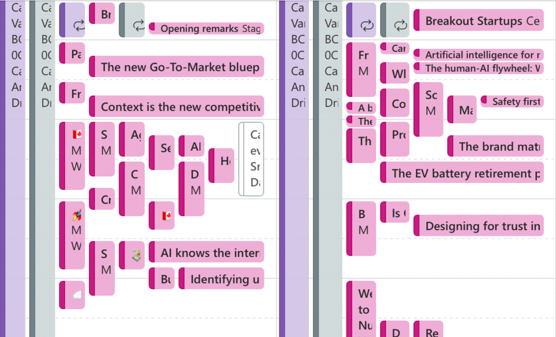 Screenshot of very crowded conference schedule