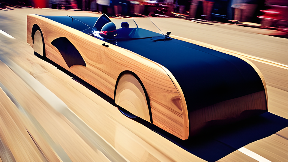 Image: Digital rendering of a wooden soap box derby car