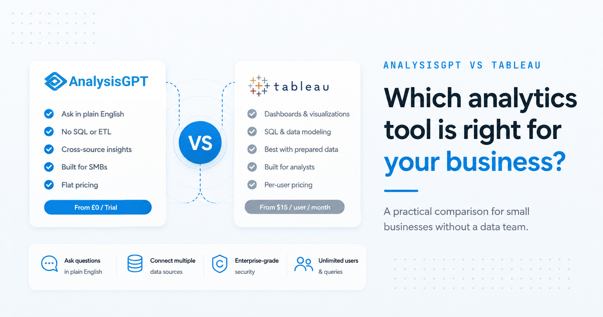 AnalysisGPT vs Tableau for Small Businesses Without a Data Team