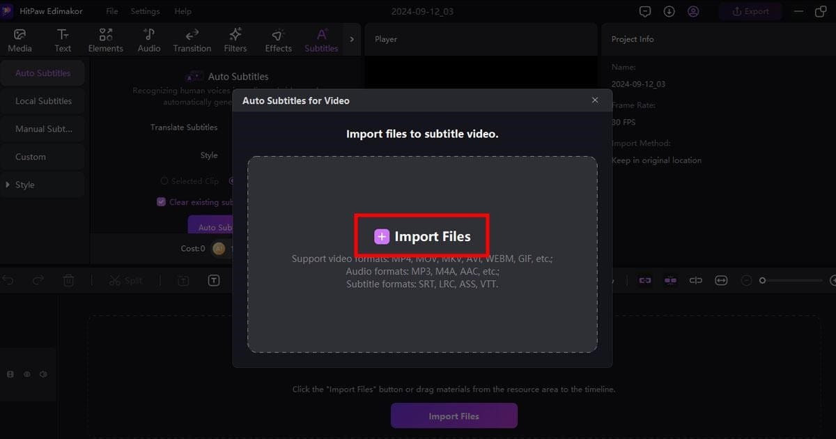 Import videos in hitpaw Edimakor 