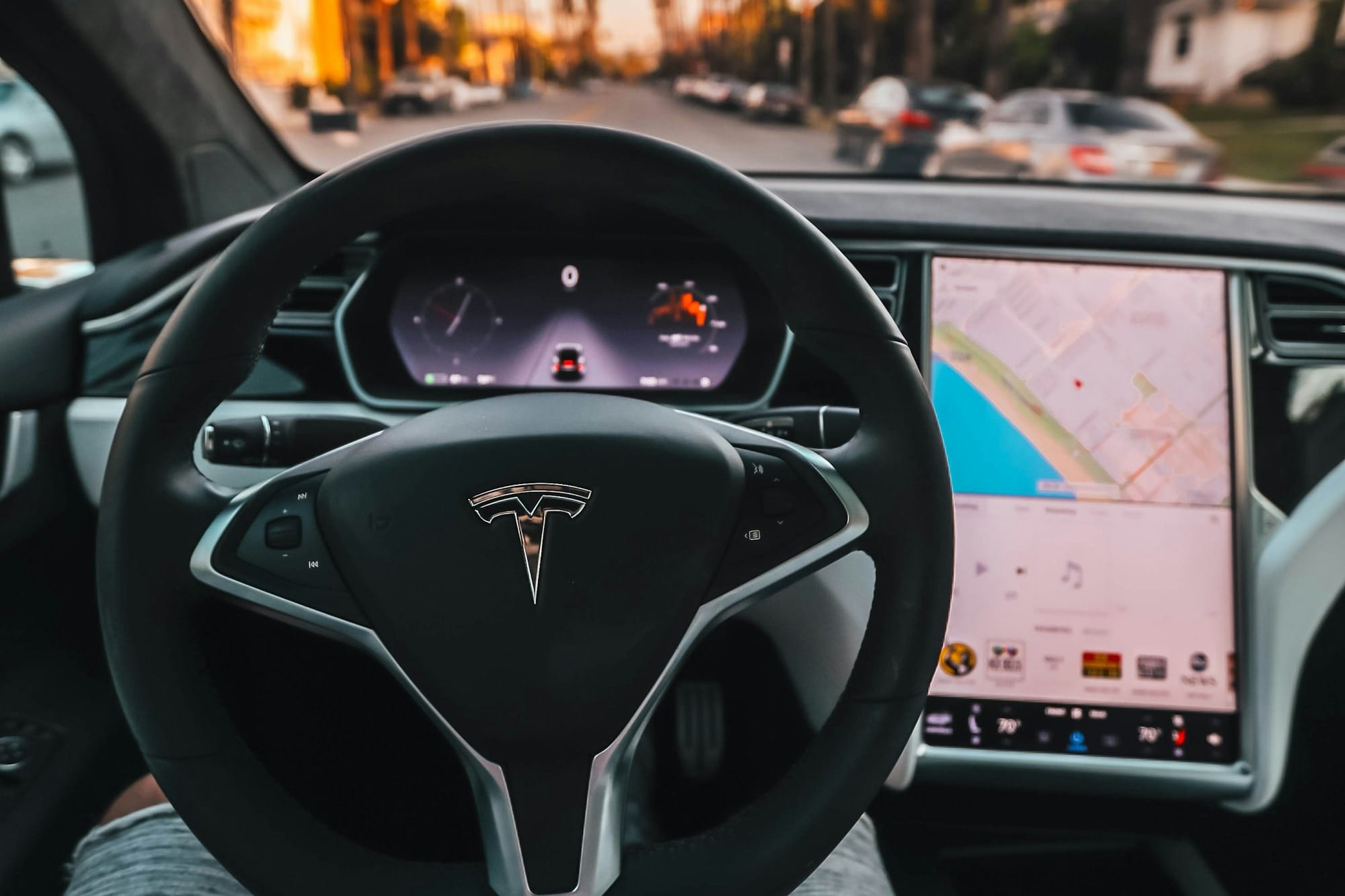 interior view of Tesla car