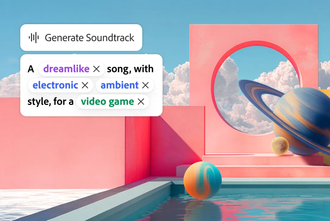 Background image with soundtrack generation prompt suggestions