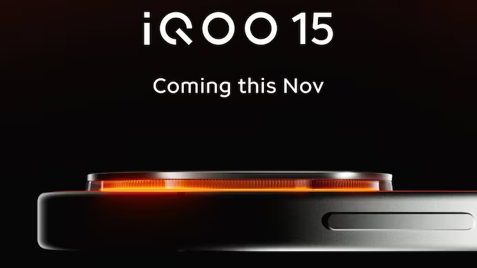 iQOO 15 image teaser showing a side view of just the top half of the phone