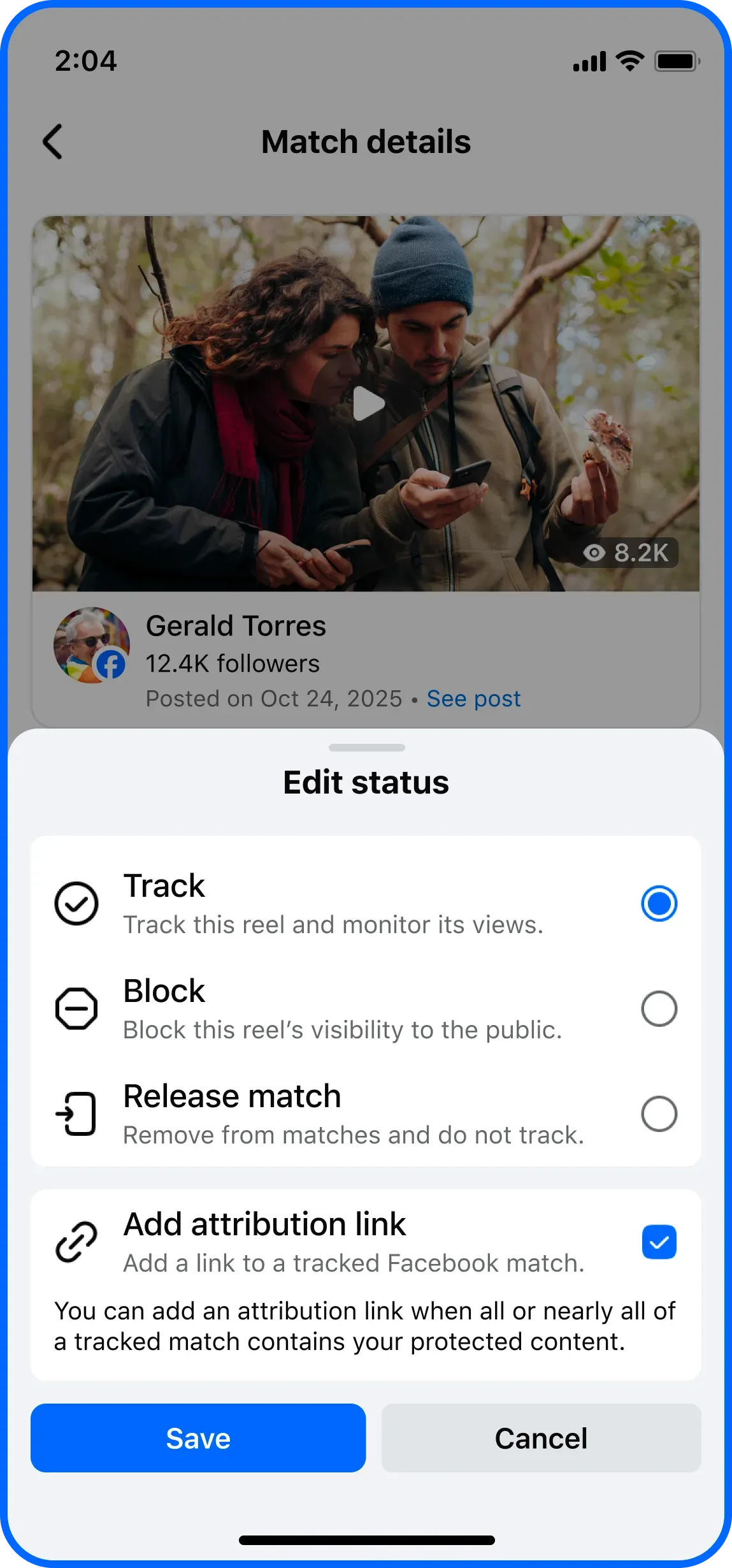 Content protection feature on Facebook