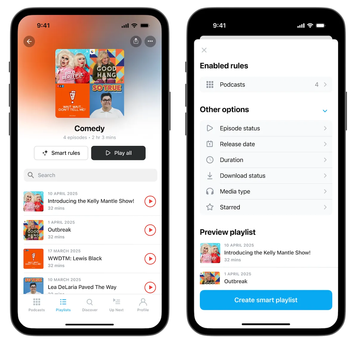 Pocket Casts new playlist feature